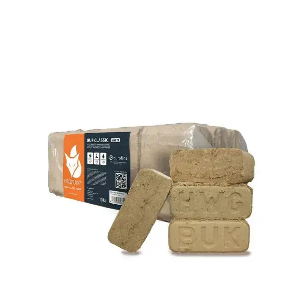 Heizfuxx RUF Holzbriketts Hartholz – 960 kg Palette (96×10 kg), Heizwert ≥4,8 kWh/kg, RUF-Form Heizfuxx